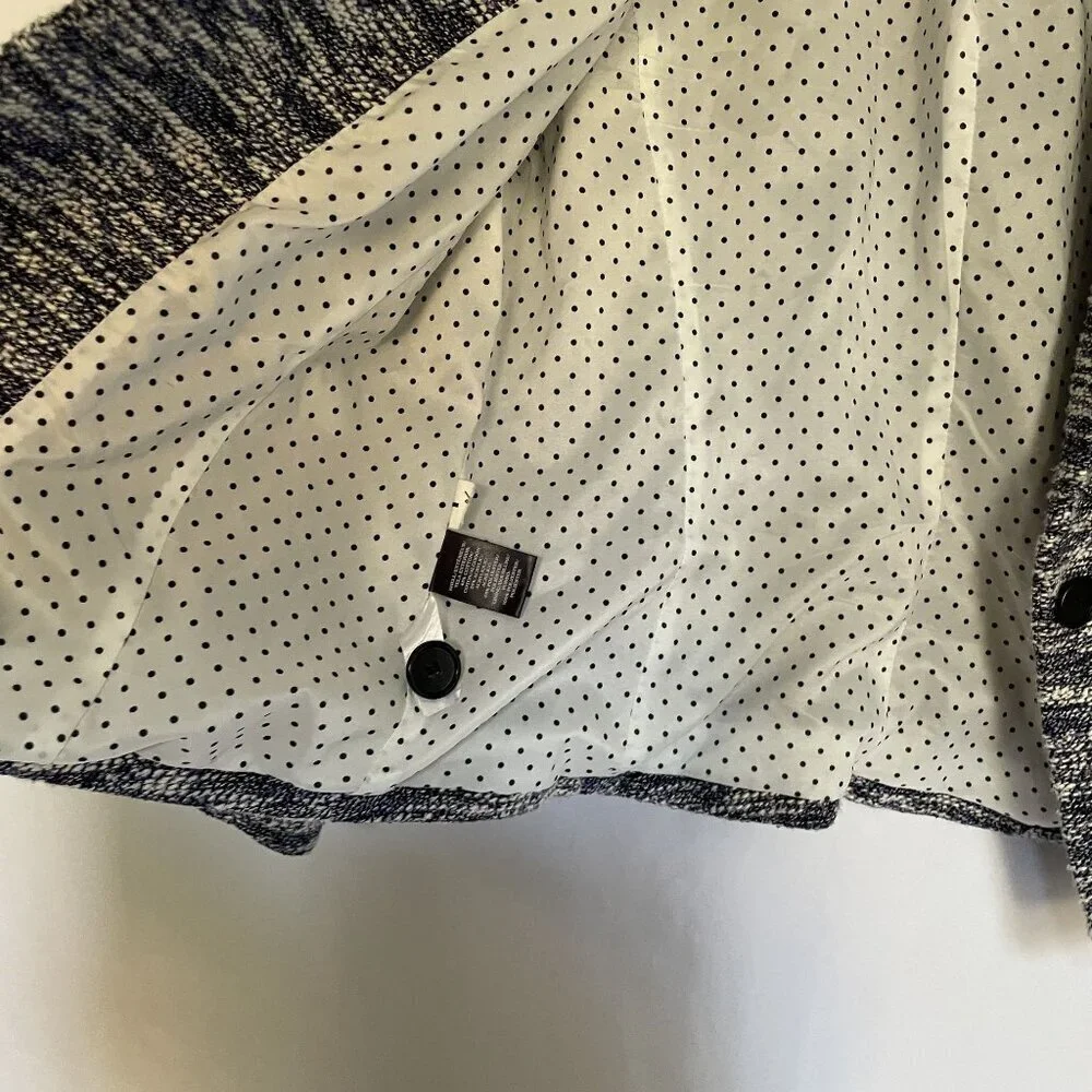 Ann Taylor Womens Tweed Knit Blazer Jacket Size 6 Black & White Polka Dot Lining - Picture 5 of 9
